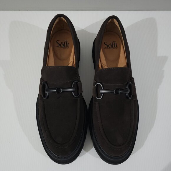 Sofft Satara Chunky Horsebit Loafer Lug Sole Chocolate Brown Suede Size 9.5 - Picture 5 of 12